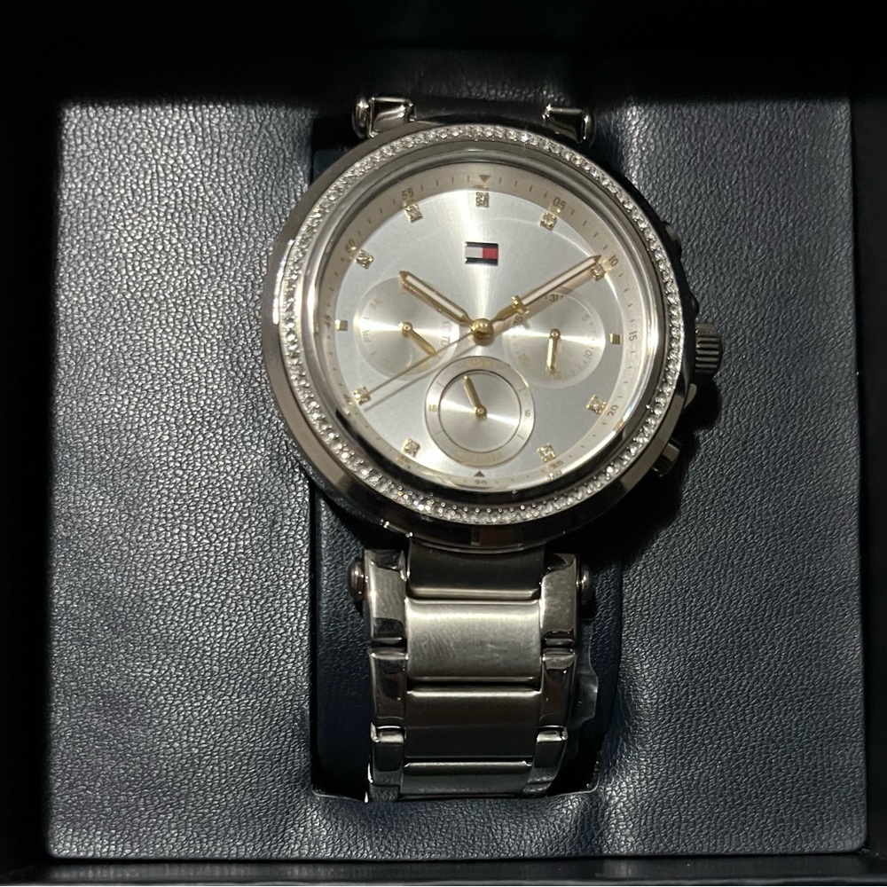 Tommy Hilfiger Silver Women's Watch with Gold Accents